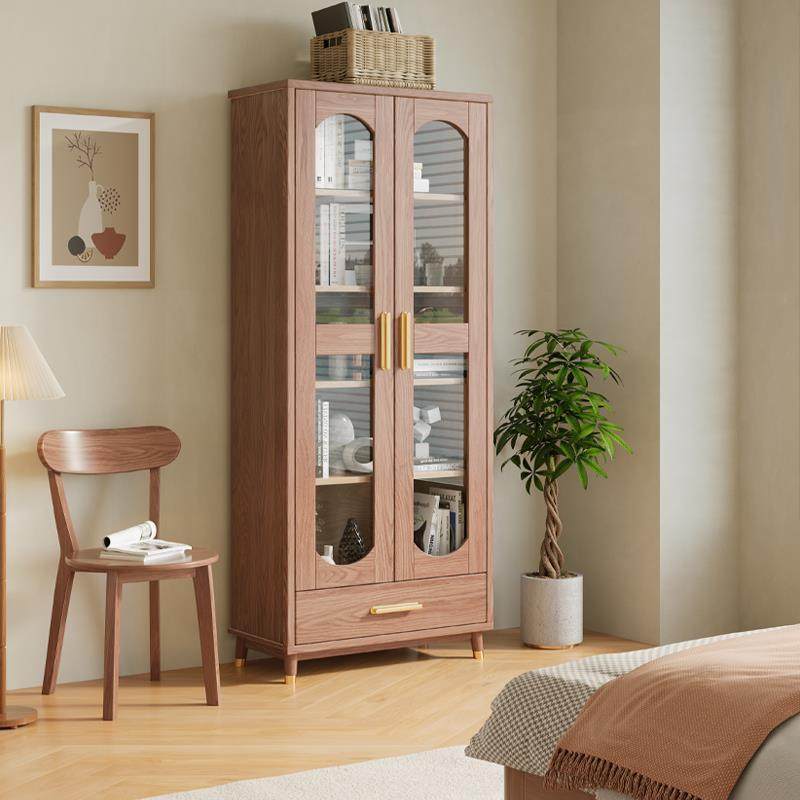 北欧白蜡木书柜家用落地收纳柜靠墙书橱客厅组合书柜书房储物书架