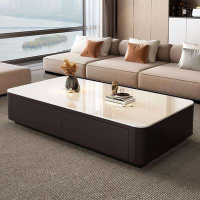 岩板茶几轻奢茶几电视柜高级感2025新款小户型客厅茶几电视柜组合