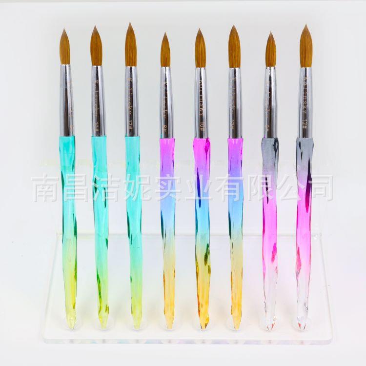 洁妮 跨境亚马逊炫彩杆美甲纯貂毛水晶笔西伯利亚貂毛美甲笔