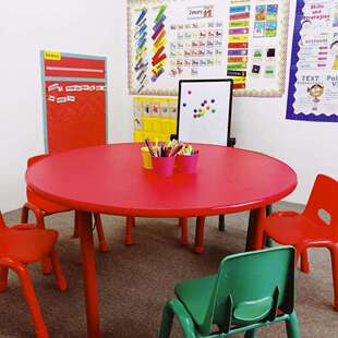 同贡幼儿园防火板面桌子 儿童圆桌 升降式课桌 儿童学习桌