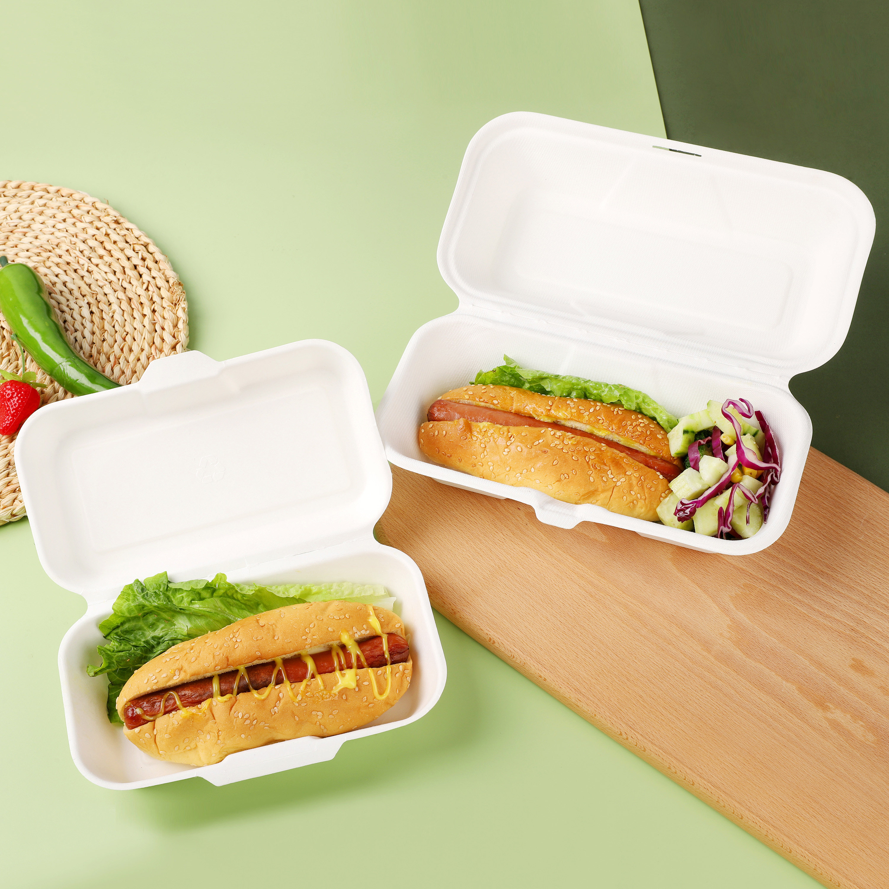 可降解环保加热冷藏包装盒长方形