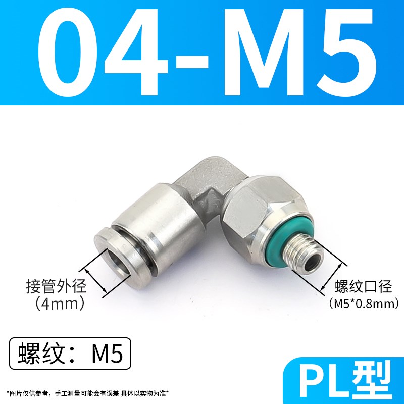 304不锈钢PC8-02快速接头8mm气管快插03螺纹直通PL直角弯Z头外丝0