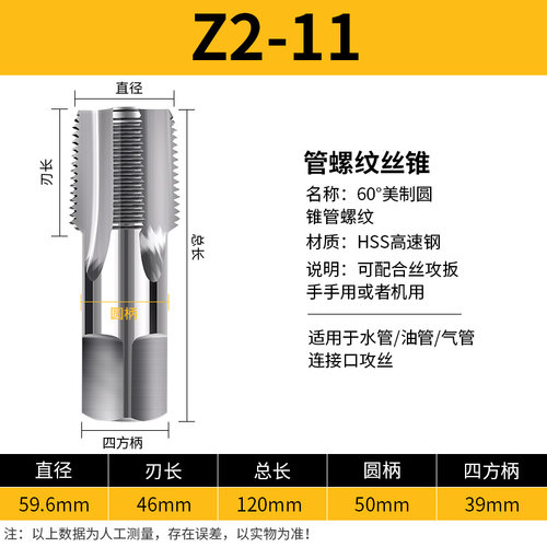 英制管螺纹丝锥G 1/8 1/4 1/2 3/4 水管牙丝攻2分3分4分6分1寸2寸