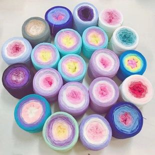 钩针线 纯棉线 丝光棉长段染渐变色夏季 蛋糕线 宝宝线 毛l线段染