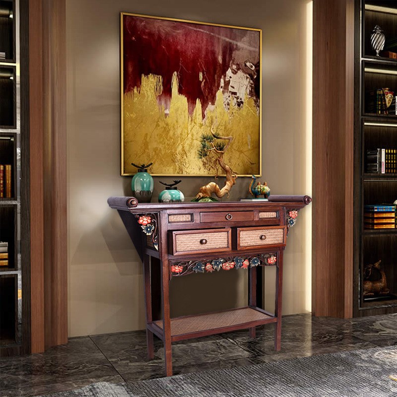 供桌玄关柜佛龛佛台家用泰国雕花木观音菩萨佛柜财神爷供奉桌