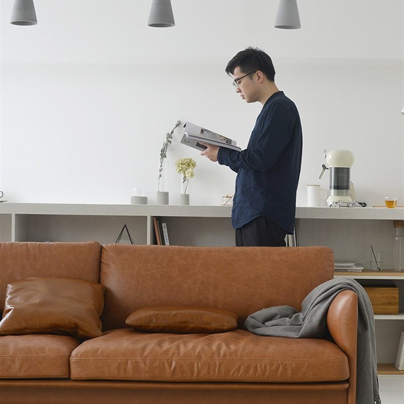 现代简约沙发纳帕牛皮油蜡皮沙发皮质沙发客厅轻奢家用工业风