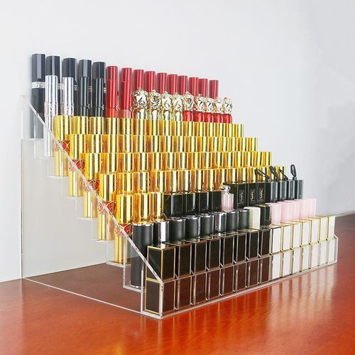 加厚亚克力口红收纳盒眼影唇釉阶梯收纳桌面化妆品置物架加大整理