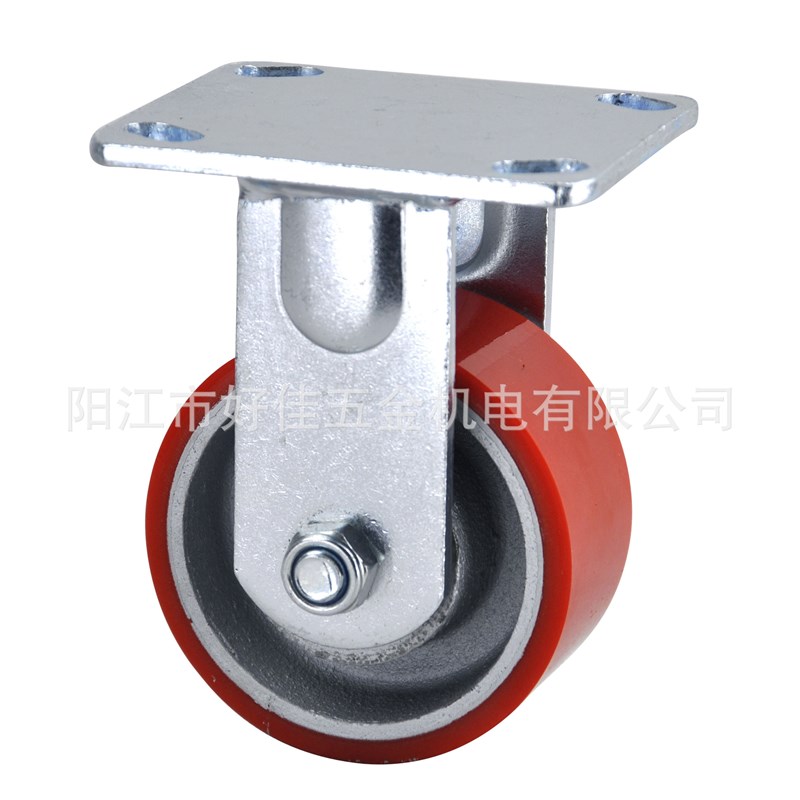 源头工厂直供4X2重型静音双滚珠轴承铁芯聚氨脂(PU)定向脚轮