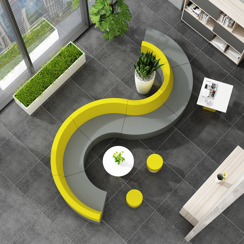 异形组合圆弧形不规则接待区半圆形创意等候区沙发接待区沙发