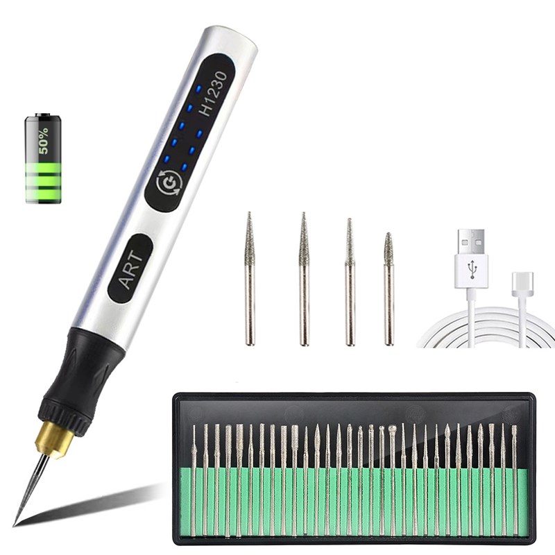 微型电动雕刻笔迷你小电磨抛光机标记号笔 根木雕玉石刻字锂电H12