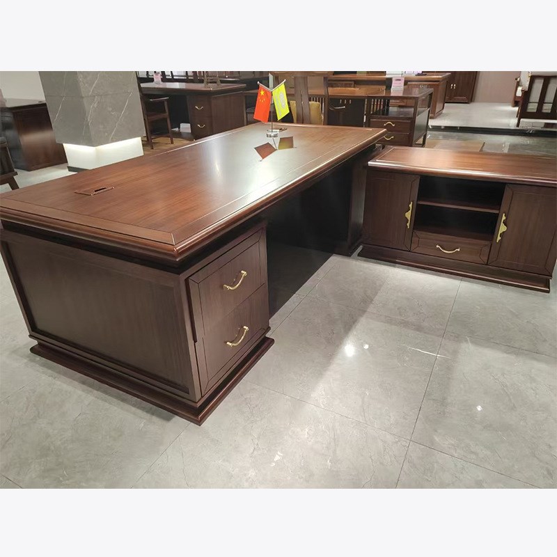 新中式老板桌办公桌组合 简约现代大班台高端轻奢总裁办公室家具