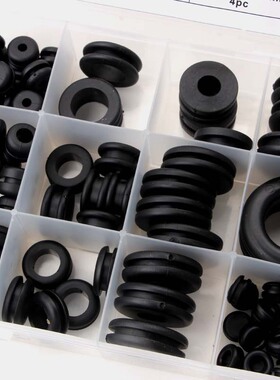 125pc护线圈 Grommet Assortment黑色O型圈密封件 垫圈穿线圈