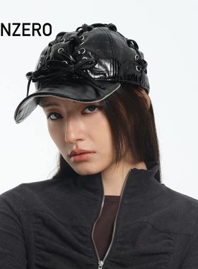 GENZERO「braids」黄子弘凡同款棒球帽绑带拉链皮质弯檐帽鸭舌帽