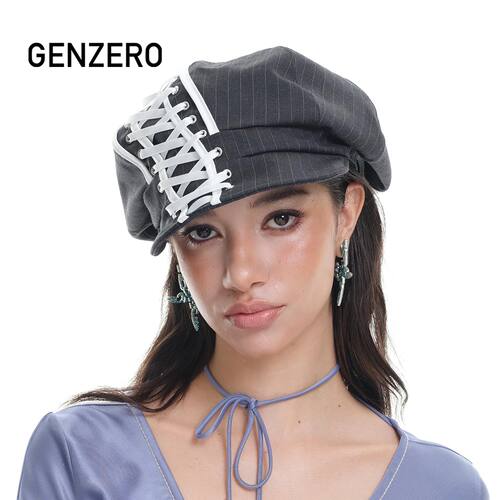 GENZERO显脸小印花八角报童帽