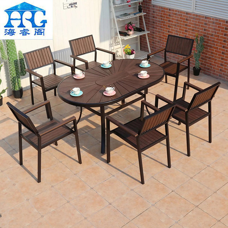 北欧户外休闲桌椅塑木防腐木实木桌子室外桌椅庭院露天防水防晒