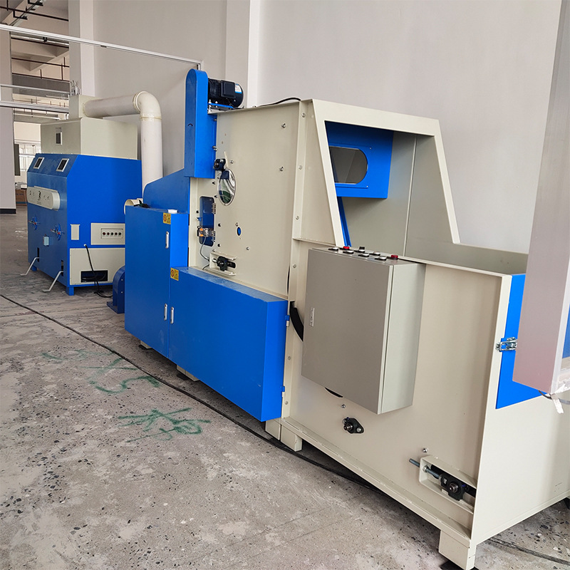 厂家公仔玩具自动双口快速松棉充棉机毛绒玩具送棉充棉一体流水线