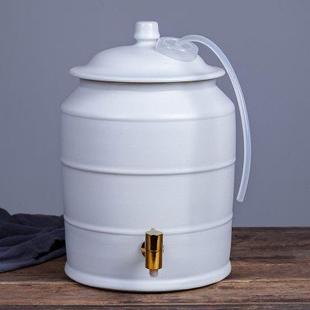 功夫茶水桶水缸陶瓷家用厨房泡茶储水用茶道储水罐带龙头抽水款