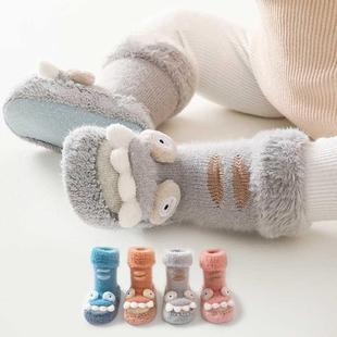 加绒保暖新生儿宝宝地板袜防滑防掉学步袜子 婴儿鞋 袜软底秋冬加厚