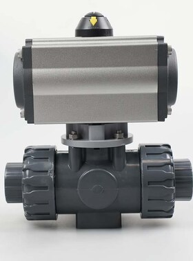 PVC气动三通球阀UPVC塑料PPH耐酸防腐全塑切换阀门PVDF换向阀DN50