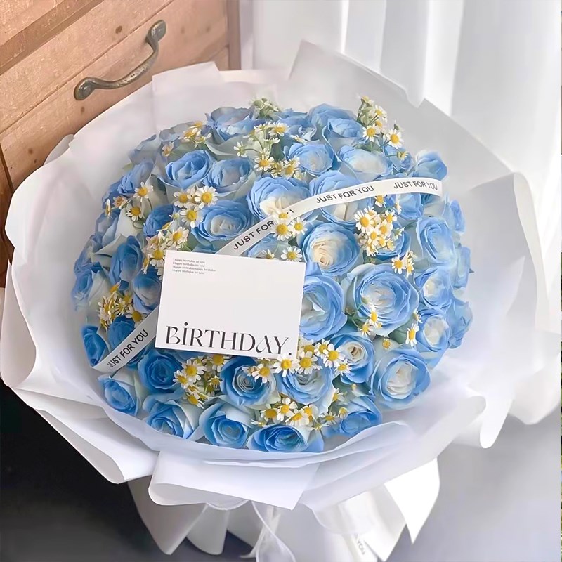 鲜花速递同城宁波碎冰蓝玫瑰生日求婚花束杭州温州嘉兴配送女友店