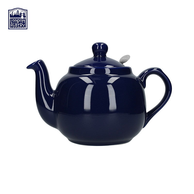 London Pottery宝蓝色田园英式陶瓷茶壶花茶壶咖啡壶带茶漏下午茶
