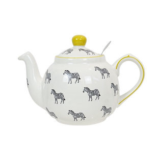 London Pottery田园动物系列斑马600ml陶瓷茶壶带滤网可爱泡茶壶