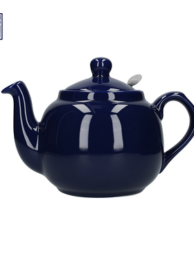 London Pottery宝蓝色田园英式陶瓷茶壶花茶壶咖啡壶带茶漏下午茶