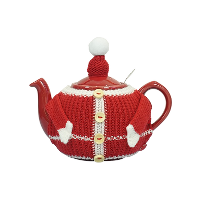 LondonPottery 圣诞红色针织茶壶壶套保温套毛线套防烫可爱ins