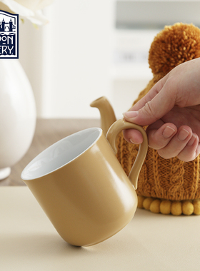 London Pottery 田园哑光姜黄色英式陶瓷250ML马克杯咖啡杯早餐杯