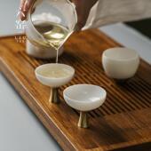 德化白瓷功夫茶杯铜脚陶瓷品茗杯主人杯单杯个人杯小杯子茶具套装