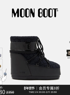 Moon Boot经典款男女同款不分左右黑色ICON菱格纹低帮雪地靴