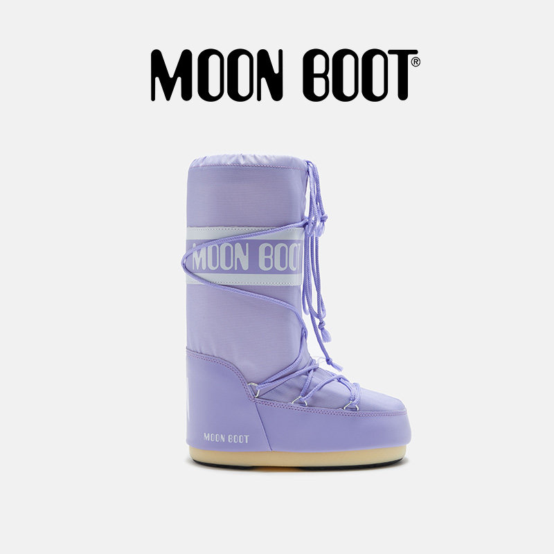 Moon Boot经典款男女同款不分左右紫色ICON尼龙高筒雪地靴