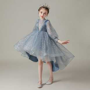 欧洲新款 女童公主裙蓬蓬纱礼服小花童洋气钢琴演出服儿童主持人晚