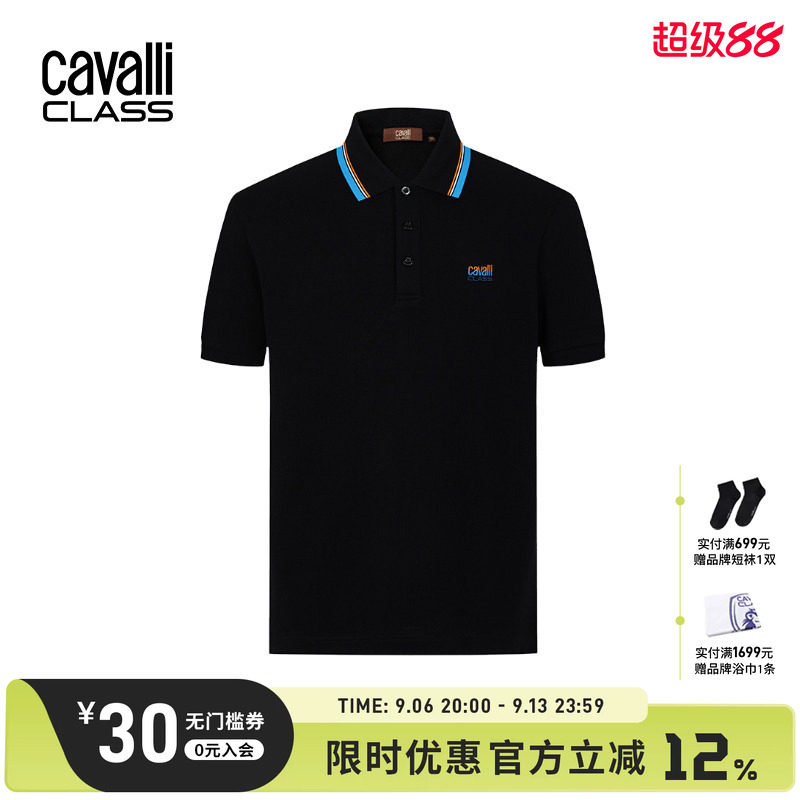 CavalliClass刺绣条纹POLO衫休闲图片