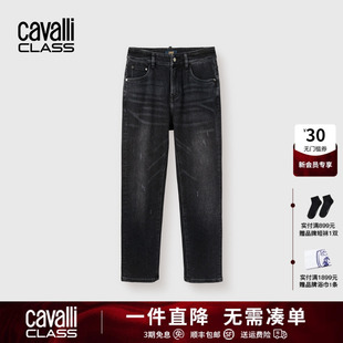 Cavalli Class卡沃利轻奢字母LOGO牛仔裤 男宽松休闲直筒百搭长裤