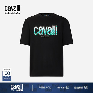 印花潮流半袖 t恤男个性 体恤 Class卡沃利宽松烫钻logo短袖 Cavalli