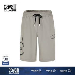 LOGO印花沙滩裤 Cavalli 男夏季 五分裤 Class卡沃利机能风休闲工装