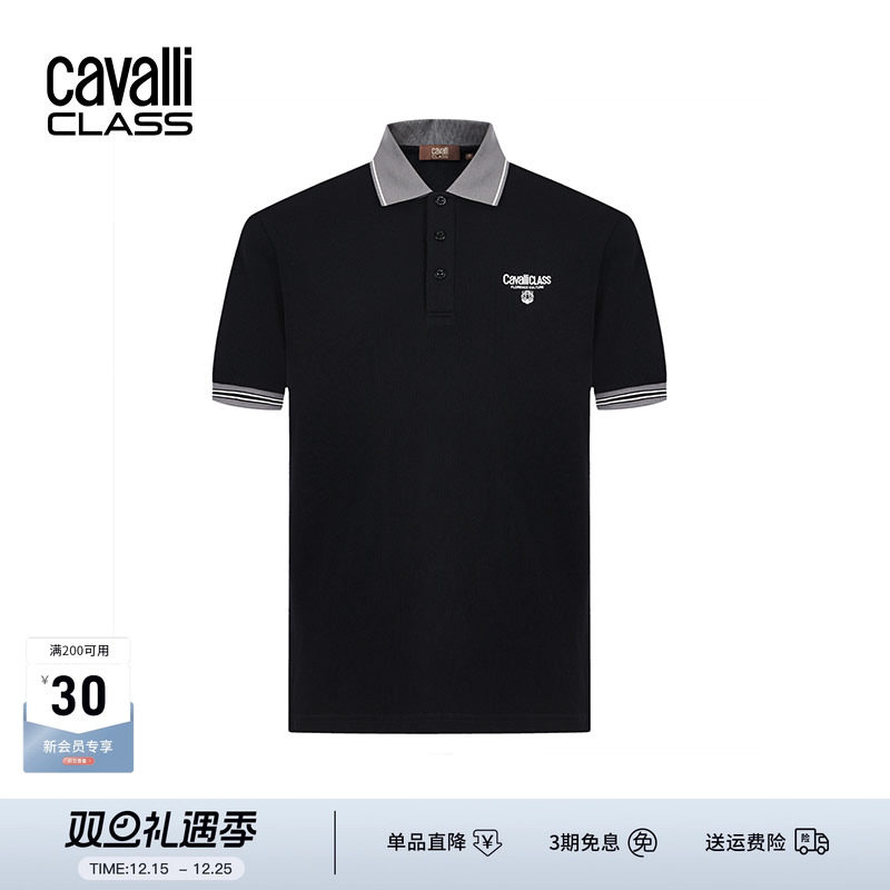 卡沃利硅胶LOGO印花POLO衫