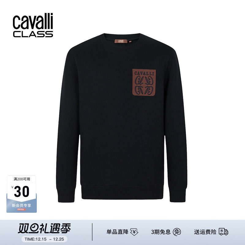 CavalliClass宽松休闲卫衣男刺绣