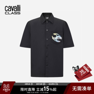 短袖 式 翻领外套男潮流印花宽松夹克 Class卡沃利春夏衬衫 Cavalli