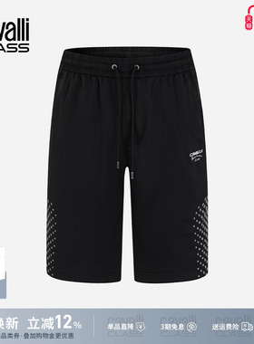 Cavalli Class卡沃利夏季印花抽绳五分休闲裤男透气百搭沙滩短裤