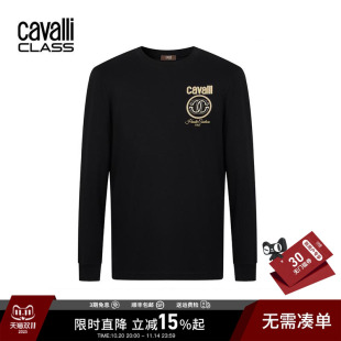 潮 T恤男珠片字母打底衫 Cavalli Class卡沃利春秋轻奢logo刺绣长袖