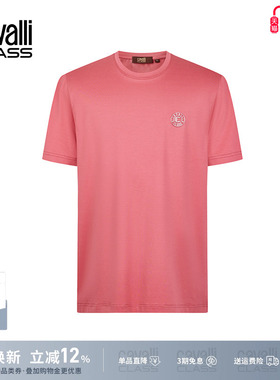 Cavalli Class卡沃利夏季字母logo小标短袖T恤男白色休闲简约上衣