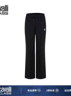 Cavalli Class卡沃利女装小绣标喇叭裤女高腰显瘦宽松垂感休闲裤