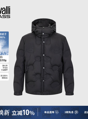 Cavalli Class卡沃利男装冬季新款休闲加厚可脱卸帽羽绒服外套