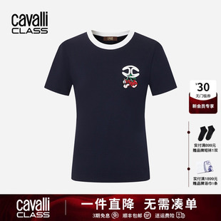 上衣 Cavalli Class卡沃利25夏季 樱桃小恶魔刺绣T恤短袖 女圆领半袖