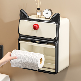 纸巾盒卫生间壁挂式纸抽盒可爱卷纸筒家用多功能创意餐巾纸抽纸盒