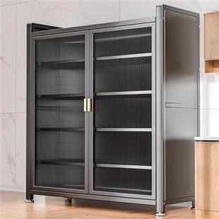 钢制家用对开门多层落地防尘收纳柜厨房客厅简易储物柜子