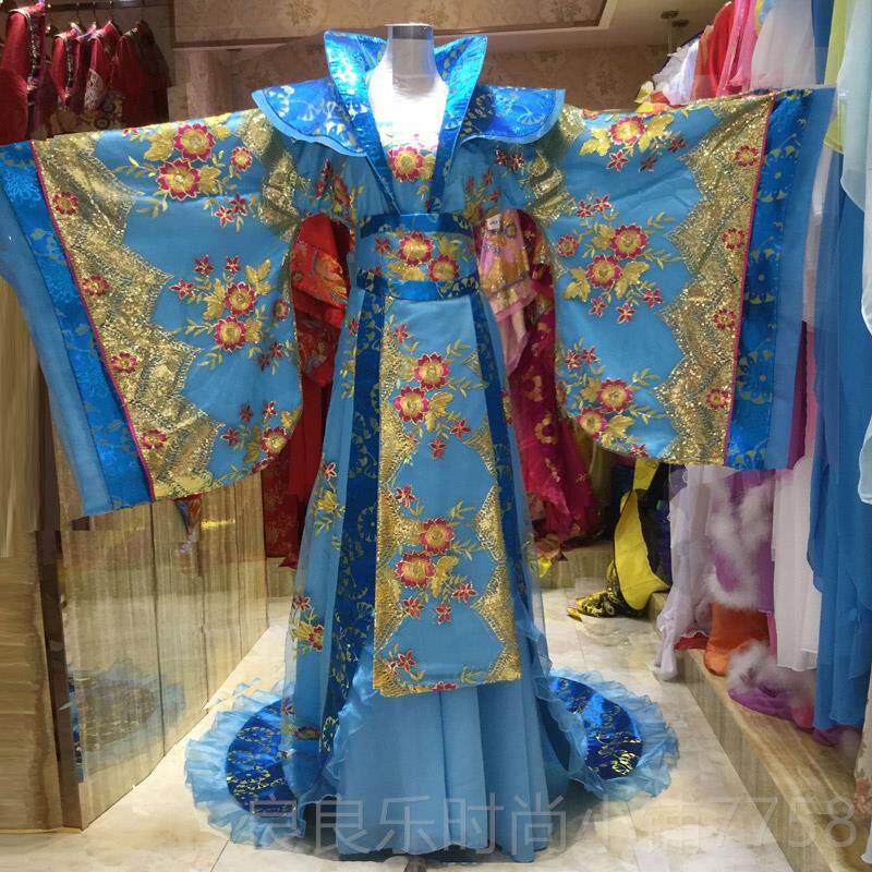 新款蓝色古装女汉服后成人皇廷出大码婚服贵妃礼服演服古代公主宫