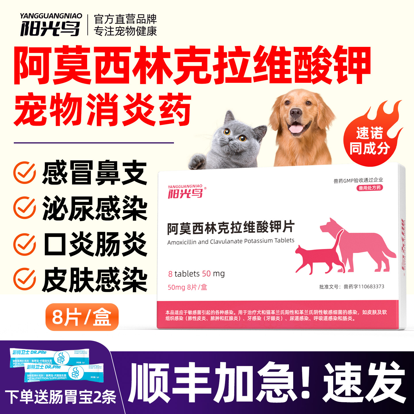 阿莫西林克拉维酸钾猫狗消炎药